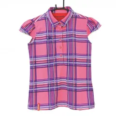★特価★【超美品】ルコック 半袖ポロシャツ ピンク×パープル チェック パフスリーブ レディース Ｍ ゴルフウェア le coq sportif