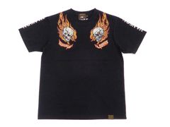 VANSON LEATHERS RIDERS FIRE SKULL TEE  バンソン 半袖Tシャツ VANSON ツイン ファイヤースカル 刺繍Tシャツ NVST-2121 黒 新品