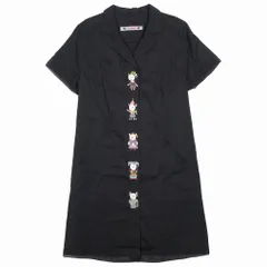 美品 ALBEROBELLO OLLEBOREBLA アルベロベロ オレボレブラ ブタさん オープンカラー シャツ ワンピース 半袖 黒 レディース 【中古】