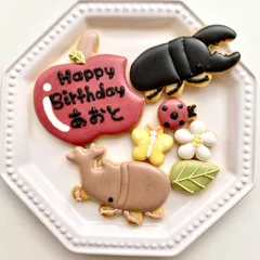 着色料不使用　リンゴプレート付き昆虫アイシングクッキーのサムネイル