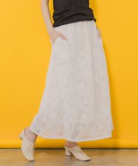 ScoLar（スカラー）オリジナルキノコ柄レーススカート　オフホワイト、ブラック、オレンジ　152655