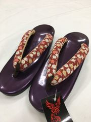 LZ203LLR　LLサイズ　25.5ｃｍ　草履　紫　パープル　小紋　紬　浴衣