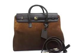 ■美品■ GIORGIO ARMANI ジョルジオアルマーニ スエード×レザー 2WAY ハンドバッグ ボストンバッグ ショルダー ブラウン系 FD9554のサムネイル
