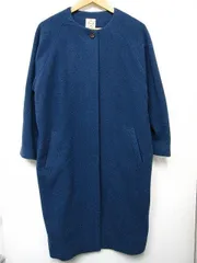 ☆【新品】サマンサモスモス SM2 ウール ロングコート ノーカラー 青系 ゆったり フリーサイズ Fサイズ 秋冬春用■L25788AWS23-220131-803 （4）5/22(1350)