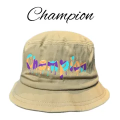 【新品　タグ付き】　【Champion】　チャンピオン　ペイントロゴ　バケットハット　帽子　ハット　紫外線対策　ベージュ　58㎝