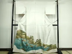 平和屋着物■豪華色留袖　駒刺繍　風景松文　金彩　正絹　逸品　DAAT0054ob