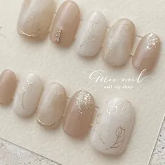 Sheer Brown ⸜❤︎⸝チューリップネイル　ネイルチップ　付け爪　ブライダル　ブラウンネイル