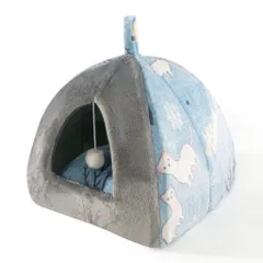 Peto-Raifu猫ベッド猫ハウスペットベッド犬小屋ドーム型クッションソファー隠れ家冬おしゃれハウス暖かい小型犬ふわふわボア犬用ベッドネコベッド洗えるピラミッドハウス白鼬柄Mサイズ