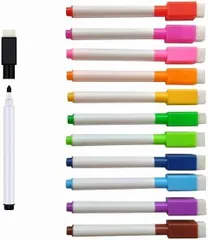 ホワイトボードマーカー カラー 12本セット 磁気 マグネット付 消しゴム イレーサー付ペン