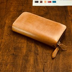 ブライドルレザー メンズ 長財布 ダブルファスナー ダブルジップ ラウンドファスナー 新品 未使用 送料無料 本革 ヌメ革 ロングウォレット