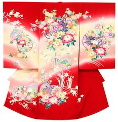 ※店舗改装後【古典新作フェア】仕立無料☆正絹京友禅工芸手描き美術染☆四季花王朝鼓、雪輪古典祝い文多色ボカシ染☆お祝着100121770