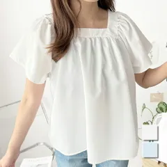 フレア半袖ギャザーブラウス レディース ふんわりシルエット 大人可愛い ナチュラル カジュアル 夏服 無地 シンプル フレア トップス お出かけ
