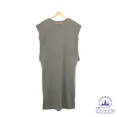 ☆美品☆ ワンピース Iライン 切り替え フリル ノースリーブ ロング丈 レディース グレー M 901-8339 送料無料 古着