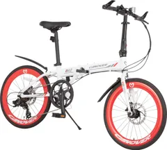 CANOVER 折りたたみ自転車 ホワイト/レッド CANOVER 折りたたみ自転車 14インチ 完成品 組立済 シマノ6段