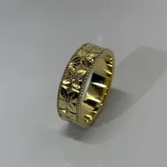 K18平打ち和彫りモチーフゴールドリング　美品 11号　1661K2502 K18 和彫り リング #18 – ALINA