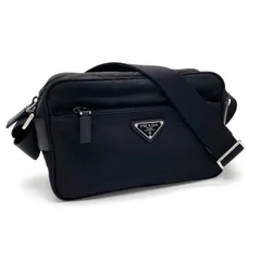 【中古】PRADA プラダ 三角ロゴ プレート ナイロン サフィアーノ レザー ショルダー バッグ 白タグ255 eH08159A