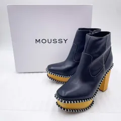 【未使用】マウジー WOOD SOLE ブーツ レザー ウッドソール M ブラック 010BAS52-6260 レディース MOUSSY