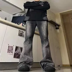 春 コーデ メンズ 用 服 シンプル 大人 紳士服 ストリート ストレート スリム ジーンズ パンツ フレアパンツ ブラック グレー  カジュアル 通勤スタイル 重ね着コーデ ゆったりシルエット 快適フィット 動きやすい デイリー