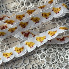 422・T-723　ドイツリボン　ひよこ　1ｍカット ドイツ製　海外リボン　ドイツリボン　刺繍　テープ　ハンドメイド　刺繡リボン　リボン　チロル