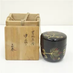 ☆茶3 蒔絵ヒナ中棗共箱高さ6.2cm 東水7-0425①