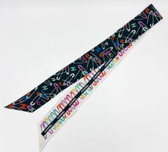 CHANEL シャネル ヘアバンド ツイリー スカーフ リボン バンドー ブラック ホワイト 美品