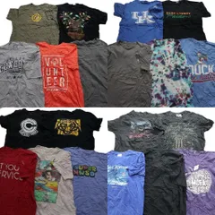 古着卸 まとめ売り カラーmix プリント 半袖Tシャツ 20枚セット (メンズ L ) ナルト 英文字プリント マリオ タイダイ 中古 古着 MZ7187