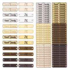【特価商品】シルバー カン付き アンティークゴールド ポーチ バッグ 縫製用ラベル 合金 衣類 帽子 ラベル ハンドメイドタグボタン 素材 打刻プレート 刺繍タグ ワッペン メタルタグ 25.5x6mm 120個入 PandaHall PH