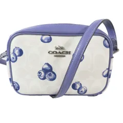 新品同様 COACH コーチ ミニ ジェイミー カメラバッグ ショルダーバック シグネチャー キャンバス ブルーベリー ポシェット パープル レディース 古着 中古 USED