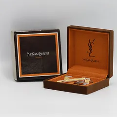 箱付 良品 イヴサンローラン ゴールド/シルバー ネクタイピン/カフス OGH 2000000 NSK