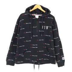 ヴィジョン ストリート ウェア VISION STREET WEAR パーカー スウェット ハーフジップ 裏起毛 フード ロゴ 刺繡 プリント タグ 長袖 L 黒 ブラック 白 ホワイト 赤 レッド