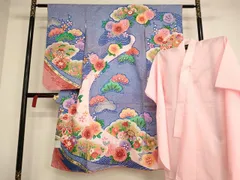 七五三女児　七才正絹着物、長襦袢　新品未使用 七五三 7歳 長襦袢 正絹 単品 反物 未仕立て 赤 鹿の子柄 匹田