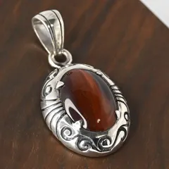 【研磨済】SAAD タイガーアイ 唐草 シルバー925 ペンダントトップ ネックレスチャーム