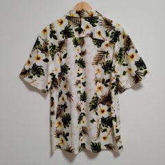90s USA製　総柄　アロハシャツ　開襟シャツ　アースカラー ベージュ  Lサイズ メンズ 古着　アメカジ　ストリート