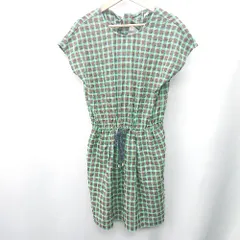 ◇ ⊂ KBF URBAN RESEARCH チェック柄 ウエストゴム 半袖 膝丈 ワンピース サイズ表記なし グリーン系 レディース E  【1409240003007】