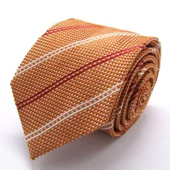 ビーアンドティークラブ ブランド ネクタイ ストライプ柄 ドット シルク PO メンズ オレンジ B&T CLUB 【中古】