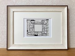 巨匠キースへリング◎Keith Haring☆新品額付☆マット付ポストカードフレーム◇A4サイズ程度☆作品名：The Blueprint Drawings, 1990