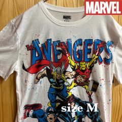 【古着】MARVEL(マーベル)半袖Tシャツ M 白 アベンジャーズ USA製 アメリカ古着 両面プリント