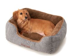 ペット用品　犬用品　猫用品　スクエアベッド★ヘリンボーン生地とふわふわボア★