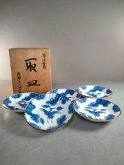 A1238-6/有田焼/宮内庁御用達/深川製磁/梅形取皿揃5客/共箱/懐石道具/ 深川製磁 有田焼 宮内庁御用達 牡丹金 和皿取り揃 中皿5枚セット 専用