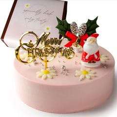 魔法洋菓子店ソルシエ クリスマスケーキ 2022 センイルケーキ パステルピンク クリームケーキ 13.5cm 2～4人分 約270g 【クリスマス飾り付】