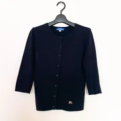 BURBERRY BLUE LABEL バーバリーブルーレーベル カーディガン 長袖 ブラック 黒 ロゴ刺繍 ホース 綿 コットン100％ 三陽商会 日本製 春秋冬 Y2K フェアリーグランジ 平成ギャル Archive 00s