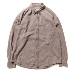 90's エディーバウアー コットン ヘビーネルシャツ (L) 茶×白系杢 ヘビーネル 無地 ボタンダウン 90年代 旧タグ オールド 白タグ Y2K アメリカ古着 USED  ビンテージ ヴィンテージ