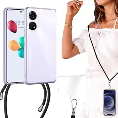 透明ケース ソフト tpu 適用【BonwFzin】 ソフトケース 軽量 携帯ケース カバー 薄型 ケース 肩がけ ケース A303ZT 斜め掛け ストラップケース クロスボディ 首がけ 耐衝撃 ストラップ クリアケース ストラップ付き 透明 バンパーケース
