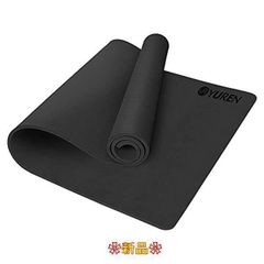 ブラック YUREN ヨガマット トレーニングマット 10mm 幅広 195cm
