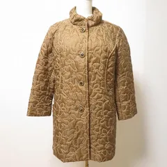 #wnc レリアン Leilian コート 中綿コート 9 茶 キルティング 刺繍 スタンドカラー レディース [901988]