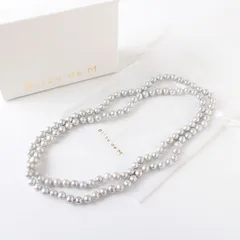 MHR0112 美品 Bijou de M ビジュードエム ロング パール ネックレス 2連 グレー ペンダント アクセサリー