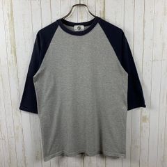 七分袖カットソー Tシャツ ラグラン袖 バイカラー ワッフル生地 グレー