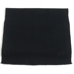 美品▼dunhill ダンヒル ロゴ刺繍入り カシミヤ100% フリンジ付き マフラー ブラック スコットランド製 メンズ ビジネスおすすめ◎のサムネイル