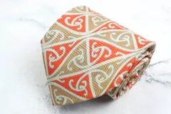 ピエールカルダン ブランド ネクタイ チェック柄 パネル柄 幾何学模様 シルク メンズ ベージュ Pierre Cardin 【中古】