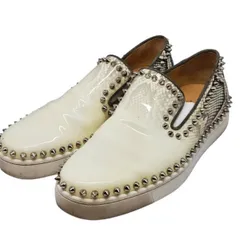 Christian Louboutin ピックボート パイソンプリントパテントレザー スタッズスリッポン シューズ 靴 ルブタン MADE IN EU